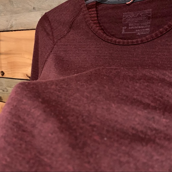 Patagonia Capilene® Midweight Crew Base Layer Long Sleeve Maroon Size S - Picture 6 of 13